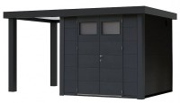 Metall-Gerätehaus Eleganto 3024 Granitgrau mit 170 cm Seitendach