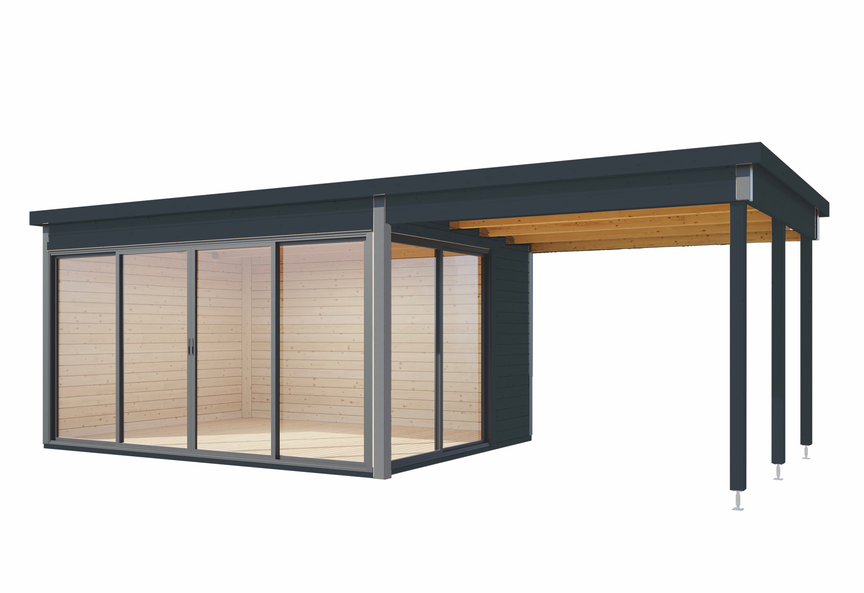 Gartenhaus-Studio-44-D-mit-Seitendach-anthrazit