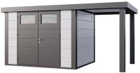 Telluria Metall-Gerätehaus Classico 3024 weiss mit 170 cm Seitendach rechts